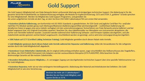 Fluke Networks Gold Support Vertrag 1Jahr für DSX-ADD-R GLD-DSX-ADD-R