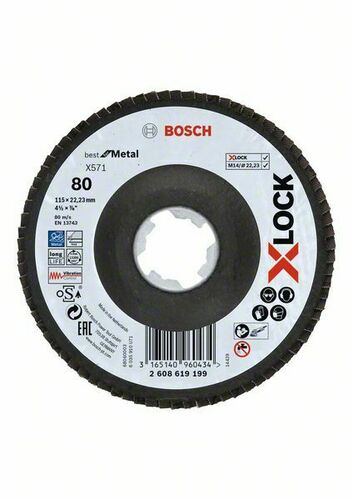 Bosch Power Tools Fächerschleifs.X-Loc X571,115mm K80 2608619199
