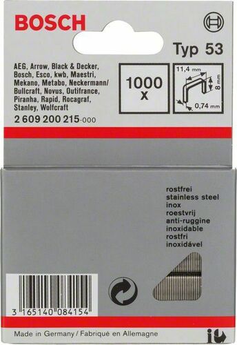 Bosch Power Tools Feindrahtklammer 8mm Typ 53,VE1000 2609200215