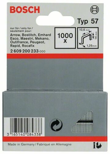 Bosch Power Tools Flachdrahtklammer 14 Typ57,10,6x1,2x10mm 2609200233