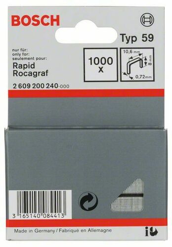 Bosch Power Tools Feindrahtklammer 8mm Typ59,10,6x0,72x8mm 2609200240