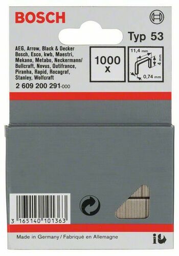 Bosch Power Tools Feindrahtklammer 4mm Typ 53,VE1000 2609200291