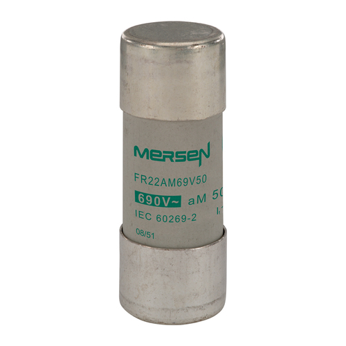 Mersen Sicherungseinsatz zyl. 22x58 aM 50A/500V FR22AM69V50 Mersen Sicherungseinsatz zyl. 22x58 aM 50A/500V FR22AM69V50