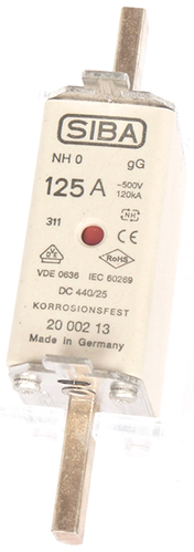 Siba NH-Sicherungseinsatz 125A NH0 gB 500V 2000203.125