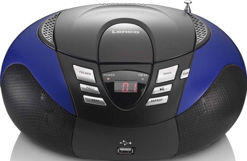 LENCO UKW-Radio m.CD tragbar USB,blau SCD-37 USB blue