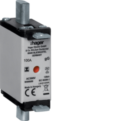 Hager NH-Sicherung NH000 gG 500V/00A Iso-Griff LNH0100MK