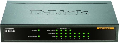 DLink Deutschland Fast Ethernet Switch 8-Port PoE Layer2 DES-1008PA