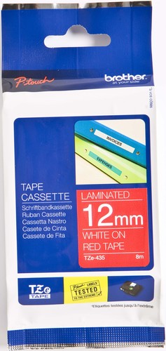 Brother Schriftbandkassette rot / weiß 12mm TZe-435