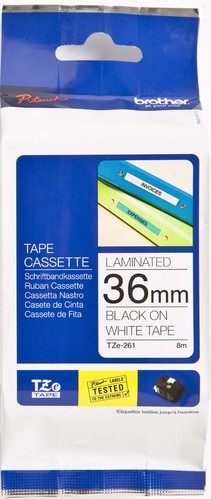 Brother Schriftbandkassette weiß /schwarz 36mm TZe-261