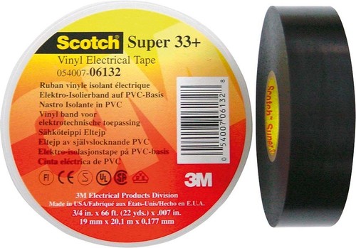 3M Deutschland PVC Elektro-Isolierband 25 mm x 33 m, schwarz ScotchSuper33+ 25x33
