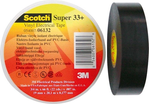 3M Deutschland PVC Elektro-Isolierband 38 mm x 33 m, schwarz ScotchSuper33+ 38x33