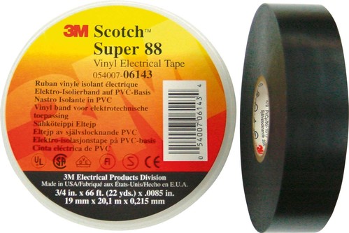 3M Deutschland PVC Elektro-Isolierband 38 mm x 33 m schwarz Super 88 38x33 sw