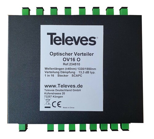 Televes Optischer 16-f. Verteiler Anschl. SC/APC-Bu OV16 O