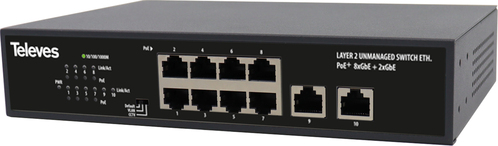 Televes Ethernet Switch L2 8xGbE120WPoE+,2xGbE SWUM1000POE+ Televes Ethernet Switch L2 8xGbE120WPoE+,2xGbE SWUM1000POE+