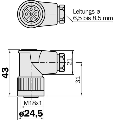 Sick Leitungsdose gewinkelt 6009437