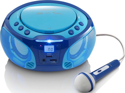 LENCO UKW-Radio CD/MP3 tragbar USB,Mikrofon SCD-650 blue