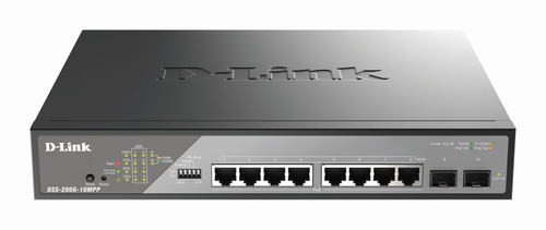 DLink Deutschland 10-Port Gigabit Switch 8x10/100/1000Mbit/s DSS-200G-10MPP/E