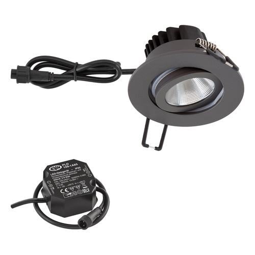 EVN Lichttechnik LED-Deckeneinbauleuchte 4000K IP65 anthrazit PC650N61640