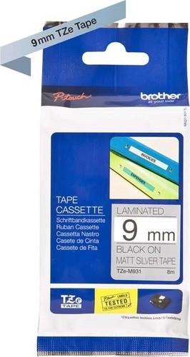 Brother Schriftbandkassette BF.si-met/DF.schwarz TZe-M921