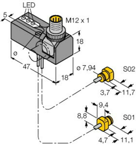 Turck Sensor induktiv NI2-K08Q- #1650124