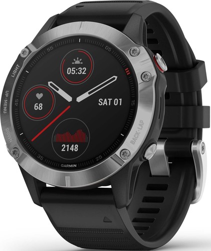 Garmin GPS-Multisport-Smartwatch Schwarz/Silber FENIX 6 sw/silber
