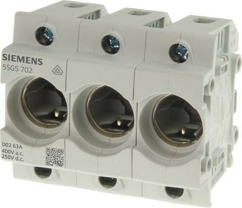 Siemens Dig.Industr. Neozed-Sicherungssockel Gr.D02, 3-polig, 63A 5SG5702