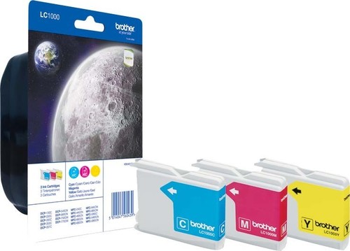 Brother Blisterfarbtintenset Rainb cy, mag, gelb LC-1000RBWBPDR