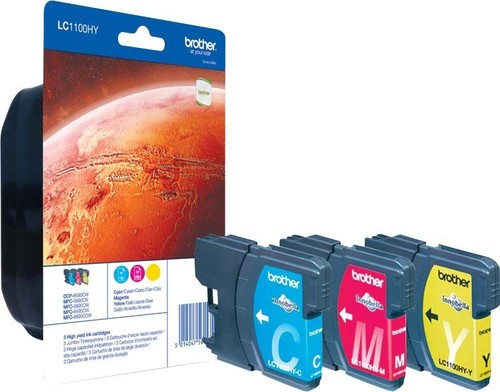 Brother Blisterfarbtintenset Rainb cy, mag, gelb LC-1100HYRBWBPDR