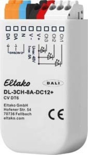 Eltako 3-Kanal DALI LED-Dimmer 8A DL-3CH-8A-DC12+