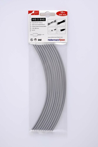 HellermannTyton Schrumpfschlauch 10Abschnitte a 200mm HIS-3-BAG-3/1 gr
