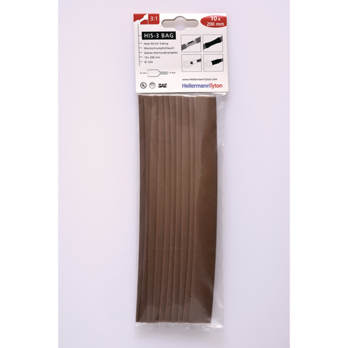 HellermannTyton Schrumpfschlauch 10Abschnitte a 200mm HIS-3-BAG-12/4 br