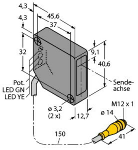 Turck Opto-Sensor Lichtschranke PD45VP6LLPQ