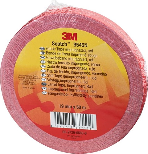 3M Deutschland Imprägniertes Gewebeband 19 mm x 50 m, rot 9545N R19