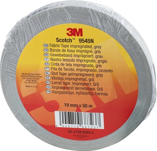 3M Deutschland Imprägniertes Gewebeband 19 mm x 50 m, grau 9545N G19