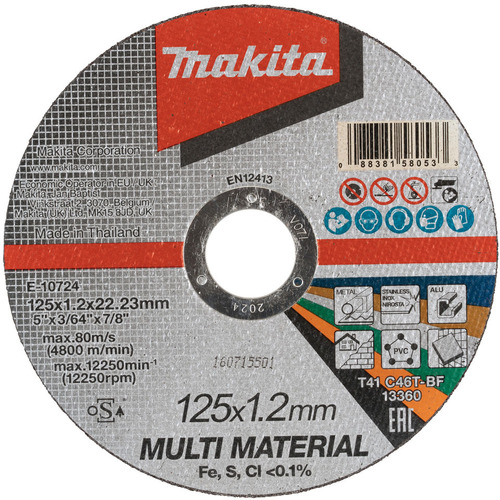 Makita Trennscheibe multi 10 Stck 125 x 1,2 mm E-10724-10 Makita Trennscheibe multi 10 Stck 125 x 1,2 mm E-10724-10