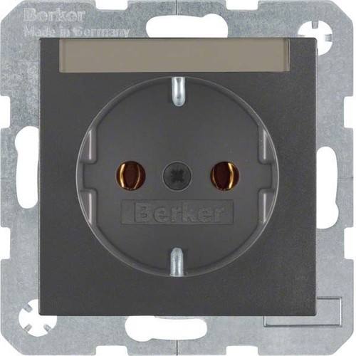 Berker Schuko-Steckd.anth/matt m. Beschriftungsfeld 47501606