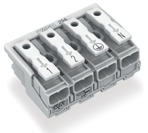 WAGO GmbH & Co. KG Leuchtenanschlussklemme ohne PE-Kontakt,weiß 294-4014