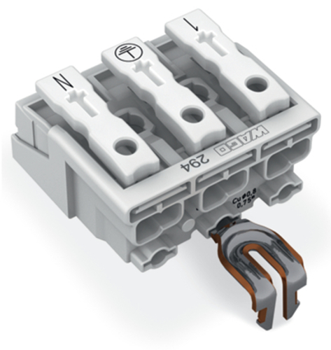 WAGO GmbH & Co. KG Leuchtenanschlussklemme PE-Rastkontakt,weiß 294-4253