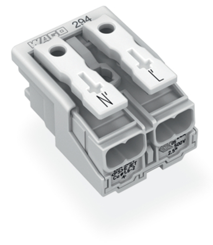 WAGO GmbH & Co. KG Leuchtenanschlussklemme ohne PE-Kontakt,weiß 294-5022