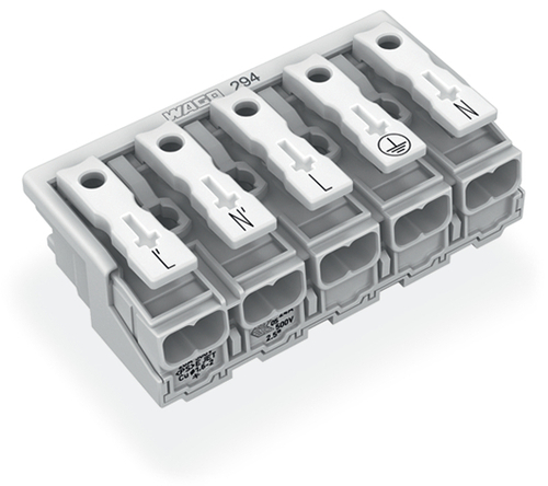 WAGO GmbH & Co. KG Leuchtenanschlussklemme ohne PE-Kontakt,weiß 294-5025