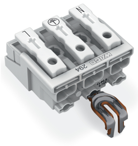 WAGO GmbH & Co. KG Leuchtenanschlussklemme PE-Rastkontakt,weiß 294-5213