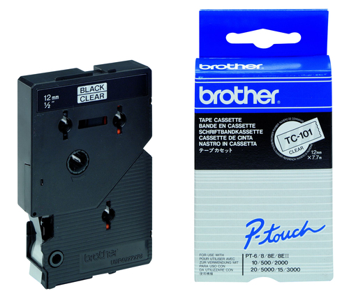 Brother Schriftbandkassette 12mm, 7,7m, farbl. TC-101A (VE10)