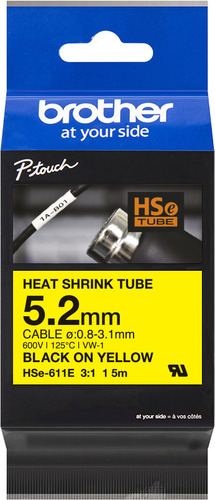 Brother Schrumpfschlauchkassette ge/sw,5,2mm, 1,5m HSe-611E