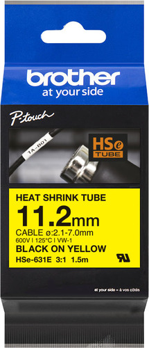Brother Schrumpfschlauchkassette ge/sw, 11,2mm, 1,5m HSe-631E