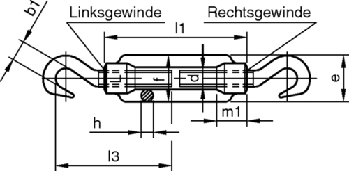 Dresselhaus Spannschlossmutter mit 2 Haken 1650/001/99 16