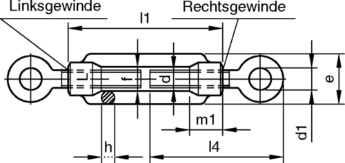 Dresselhaus Spannschlossmutter mit 2 Ösen 1651/001/99 16