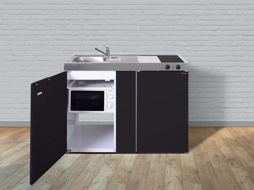 Stengel Miniküche Kitchenline Schwarz matt MKMSM120KSMWGKFliBre