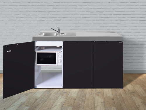 Stengel Miniküche Kitchenline Schwarz matt MKMSM150KSMWKSliBre