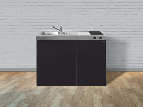 Stengel Miniküche Kitchenline Schwarz matt MKSM120KSGKFliBre