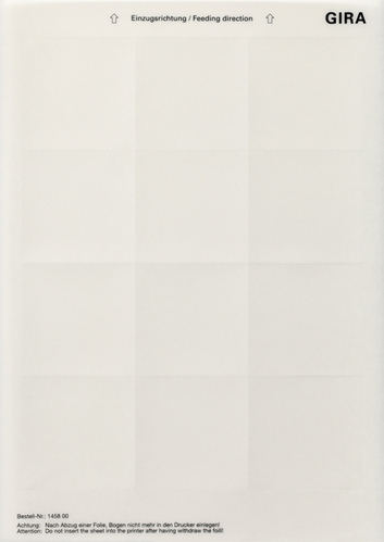 Gira Beschriftungsbogen 62,5 x 62,5mm 145800